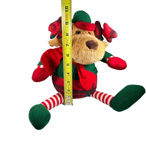 VTG 1995 Avon Reindeer Moose Plush Plaid Antlers Scarf Hat Stripped Stockings - Picture 7 of 9